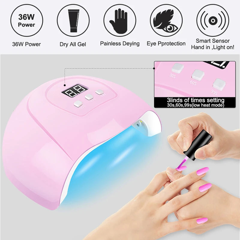 Kit de vernis à ongles en gel avec lampe à ongles UV, perceuse à ongles électrique, kit de vernis à ongles en gel soak off, couche de base et de finition, ensemble d'outils pour ongles