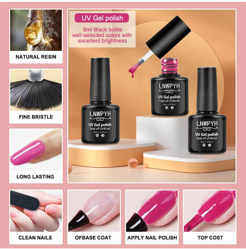 Kit de vernis à ongles en gel avec lampe à ongles UV, perceuse à ongles électrique, kit de vernis à ongles en gel soak off, couche de base et de finition, ensemble d'outils pour ongles